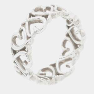 Pre Owned Tiffany & Co. Paloma Picasso Loving Heart Sterling Silver Band Ring Size 52
