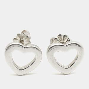 Tiffany & Co. Open Heart Silver Stud Earrings