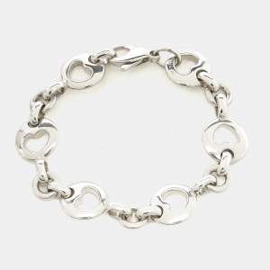 Pre Owned Tiffany & Co. Stencil Heart Sterling Silver Oval Link Bracelet
