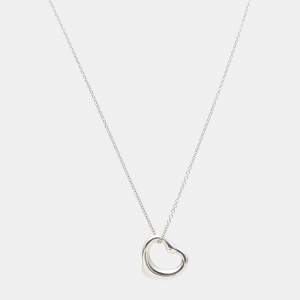 Tiffany & Co. Elsa Peretti Open Heart Pink Sapphire Sterling Silver Necklace