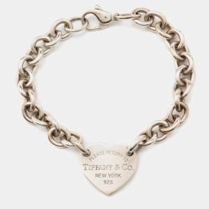 Tiffany & Co.  Return to Tiffany Sterling Silver Heart Tag Bracelet