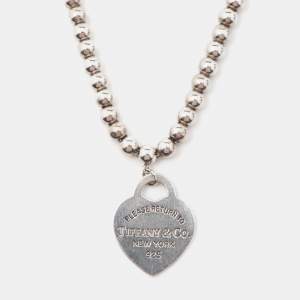 Tiffany & Co. Return to Tiffany Beads Sterling Silver Heart Tag Necklace