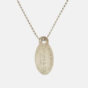 Tiffany & Co. Return To Tiffany Oval Tag Silver Beaded Chain Necklace