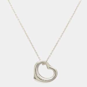 Tiffany & Co. Elsa Peretti Open Heart Sterling Silver 925 Pendant Necklace