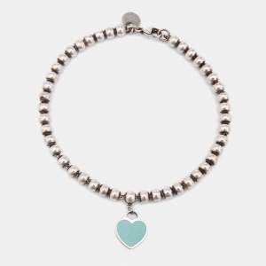 Pre Owned Tiffany & Co. Return To Tiffany Enamel Sterling Silver Bead Bracelet