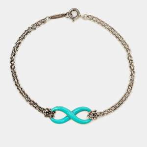 Tiffany & Co.  Infinity Blue Enamel Sterling Silver Bracelet