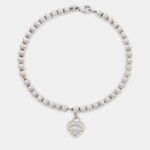 Pre Owned Tiffany & Co. Return to Tiffany Heart Tag Sterling Silver Beads Bracelet 