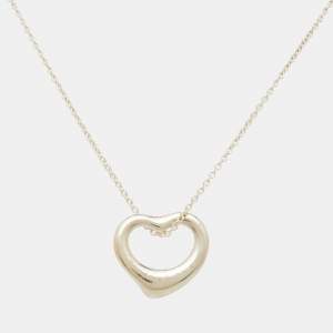 Pre Owned Tiffany & Co. Elsa Peretti Open Heart Sterling Silver Pendant Necklace