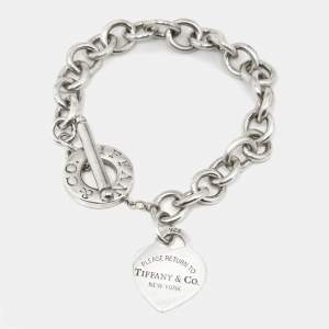 Pre Owned Tiffany & Co. Return To Tiffany Love Heart Tag Sterling Silver Bracelet