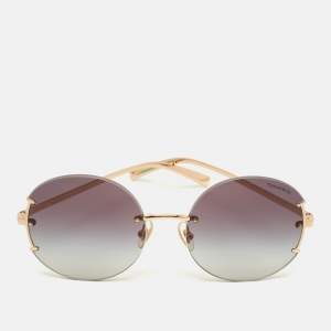 Pre Owned Tiffany & Co. Gradient Grey/Gold Tone TF 3071 Round Sunglasses