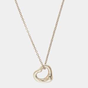 Pre Owned Tiffany & Co. Elsa Peretti Open Heart Sterling Silver Pendant Necklace