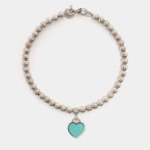 مملوكة مسبقًا Tiffany & Co. Return to Tiffany Heart Tag Enamel Sterling Silver Beads Bracelet   