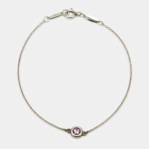 Pre Owned Tiffany & Co. Elsa Peretti Color By the Yard Pink Sapphire Sterling Silver Bracelet