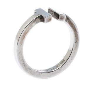 Pre Owned Tiffany T Square Silver Open Ring Size 56