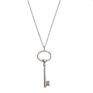 Pre Owned Tiffany & Co. Oval Key Silver Pendant Necklace