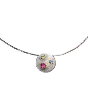 Pre Owned Tiffany & Co. Etoile Multi Color Gemstone Silver Pendant Necklace