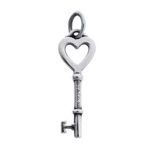 Pre Owned Tiffany & Co. Heart Key Silver Pendant