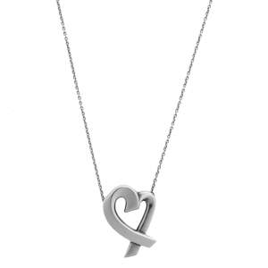 Pre Owned Tiffany & Co. Paloma Picasso Loving Heart Silver Pendant Necklace