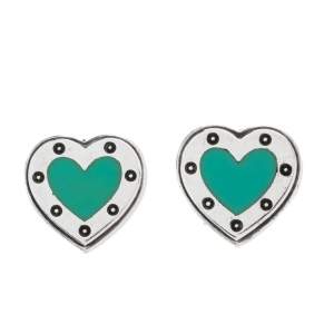 Pre Owned Tiffany & Co. Return to Tiffany Enamel Love Heart Silver Stud Earrings