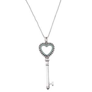 Pre Owned Tiffany & Co. Tiffany Keys Beaded Heart Key Silver Pendant Necklace