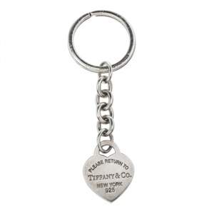 Pre Owned Tiffany & Co. Sterling Silver Heart Tag Key Ring