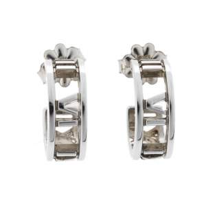 Pre Owned Tiffany & Co. Atlas Roman Numeric Silver Hoop Earrings
