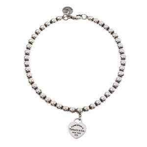 Pre Owned Tiffany & Co. Return to Tiffany Heart Tag Silver Beads Bracelet 