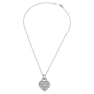 Pre Owned Tiffany & Co. Notes Heart Tag Charm Silver Pendant Necklace