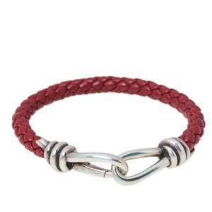 Pre Owned Tiffany & Co. Paloma Picasso Silver Knot Single Braid Leather Wrap Bracelet