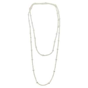 Pre Owned Tiffany & Co. Cream Pearl Sterling Silver Long Necklace