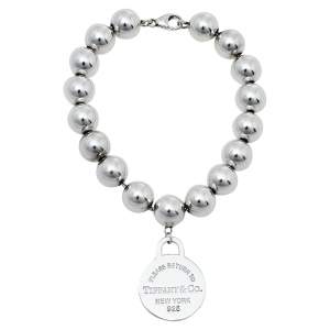 Pre Owned Tiffany & Co. Sterling Silver Return to Tiffany Round Tag Bead Bracelet