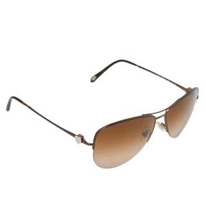 Pre Owned Tiffany & Co. Silver Tone/ Brown Gradient TF3021 Aviator Sunglasses