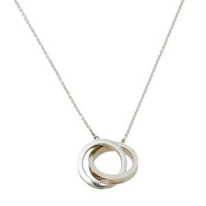 Pre Owned Tiffany & Co. Sterling Silver 1837 Interlocking Circles Pendant Necklace