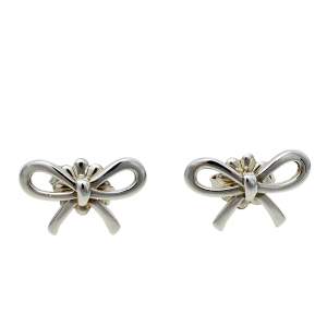 Pre Owned Tiffany & Co. Sterling Silver Bow Stud Earrings