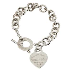 Pre Owned Tiffany & Co. Return To Tiffany Sterling Silver Heart Tag Toggle Bracelet