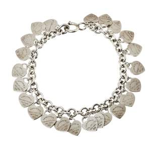 Pre Owned Tiffany & Co. Sterling Silver Multi Mini Heart Tags Bracelet