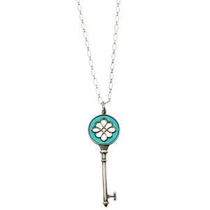 Tiffany & Co. Enamel Silver Knot Key Pendant Necklace