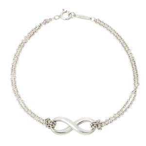Pre Owned Tiffany & Co. Infinity Sterling Silver Double Chain Bracelet