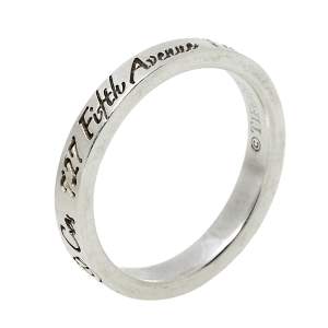 Pre Owned Tiffany & Co. Sterling Silver Notes Narrow Band Ring Size EU 49