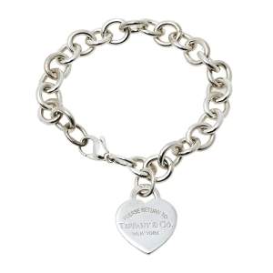 Pre Owned Tiffany & Co. Return to Tiffany Heart Tag Sterling Silver Charm Bracelet 