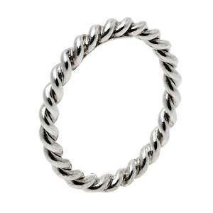 Pre Owned Tiffany & Co. Twist Sterling Silver Narrow Band Ring Size EU 51