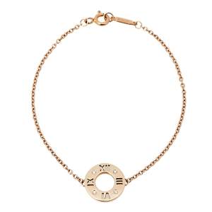 Pre Owned Tiffany & Co. Atlas Pierced 18k Rose Gold and Diamonds Bracelet