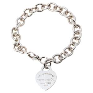 Pre Owned Tiffany & Co. Return to Tiffany Heart Tag Charm Bracelet 