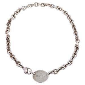 Pre Owned Tiffany & Co. Return to Tiffany Oval Tag Choker Necklace