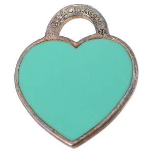 Pre Owned Tiffany & Co. Sterling Silver Blue Heart Tag Charm/ Pendant