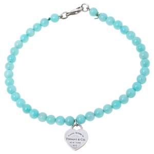 Pre Owned Tiffany & Co. Return To Tiffany Sterling Silver Heart Tag Bead Bracelet