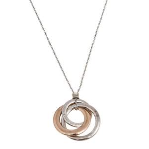 Pre Owned Tiffany & Co. Tiffany 1837 Interlocking Circles Rubedo and Silver Pendant Necklace