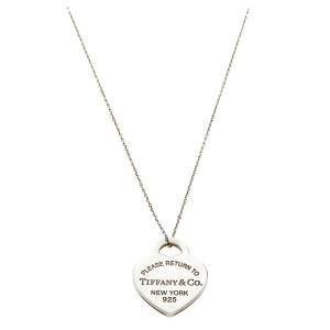 Pre Owned Tiffany & Co. Return To Tiffany Sterling Silver Heart Tag Pendant Necklace
