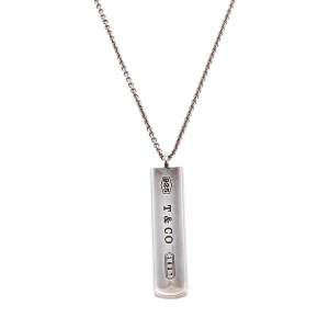 Tiffany & Co. Sterling Silver 1837 Bar Pendant Necklace