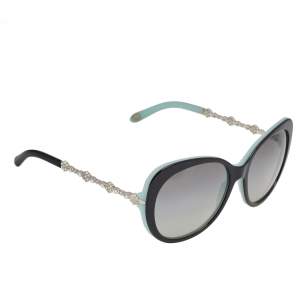 Pre Owned Tiffany & Co. Black/Grey Gradient TF 4053-B Crystal Cat Eye Sunglasses